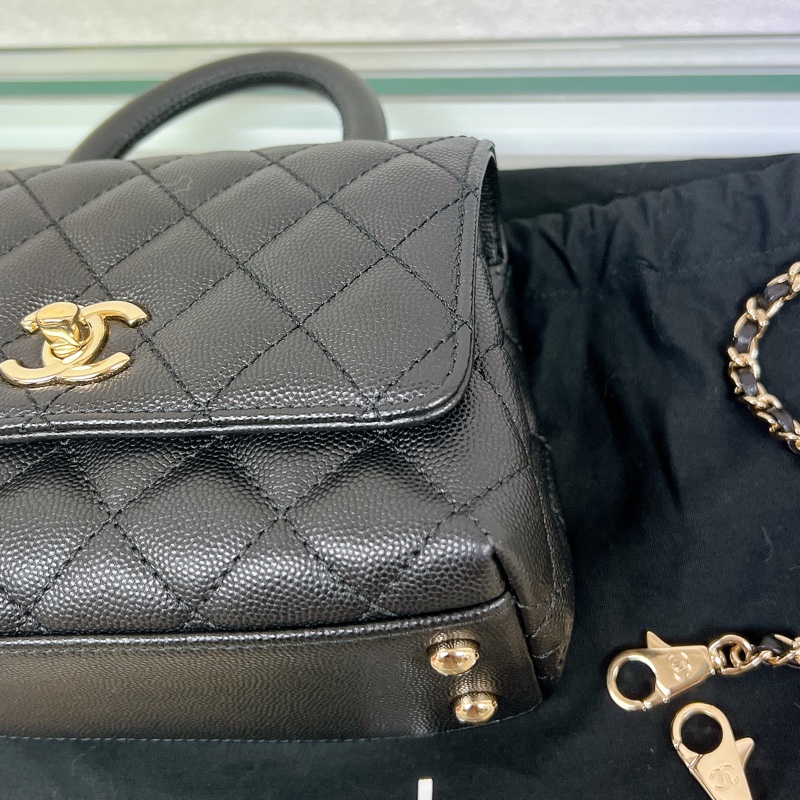 (已出❌) Chanel coco handle mini 迷你coco手柄包 黑金荔枝牛皮-5
