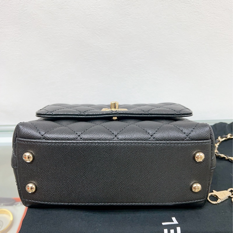 (已出❌) Chanel coco handle mini 迷你coco手柄包 黑金荔枝牛皮-9