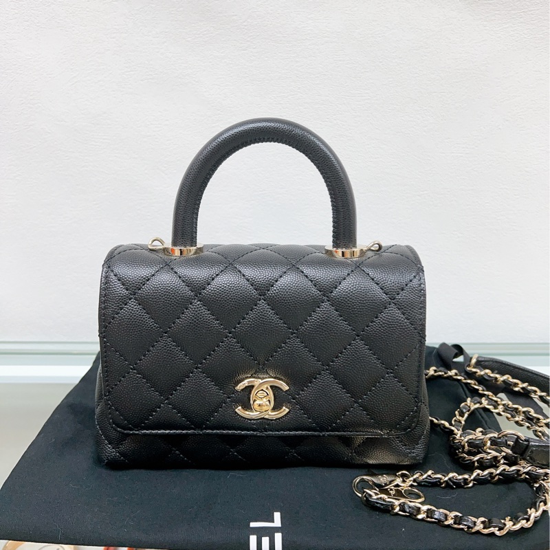 (已出❌) Chanel coco handle mini 迷你coco手柄包 黑金荔枝牛皮-10