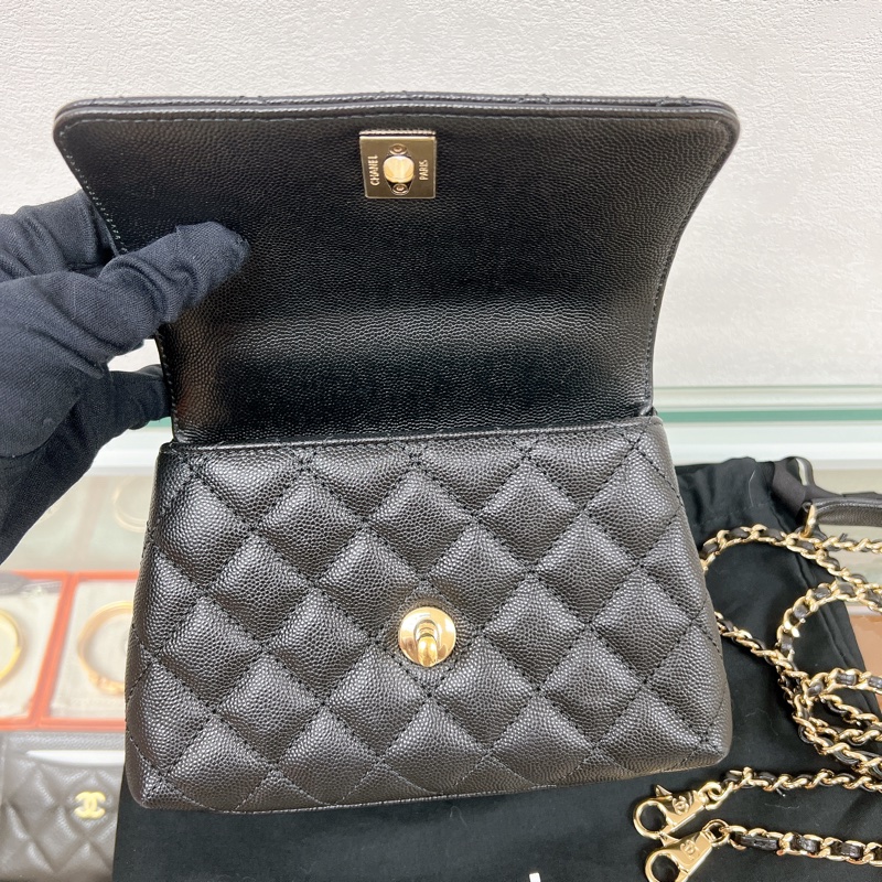 (已出❌) Chanel coco handle mini 迷你coco手柄包 黑金荔枝牛皮-11