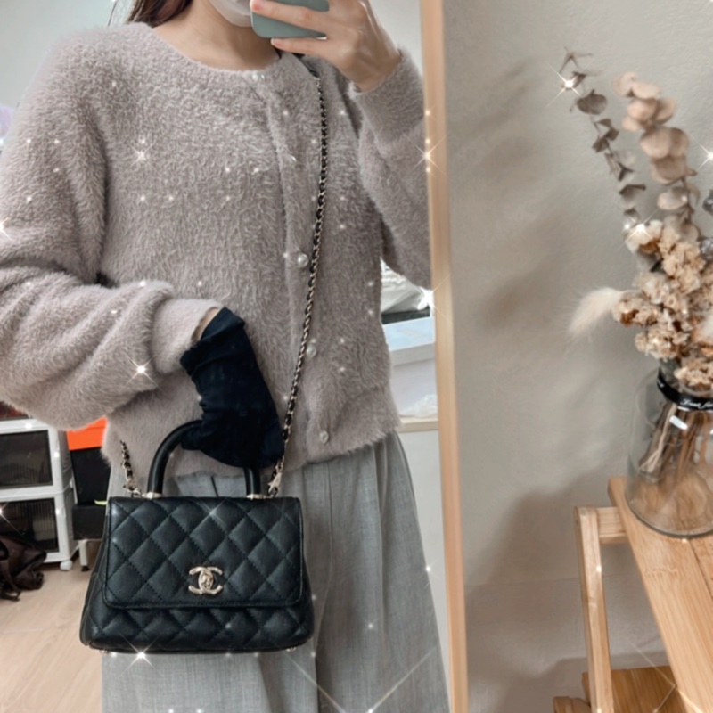 (已出❌) Chanel coco handle mini 迷你coco手柄包 黑金荔枝牛皮-15