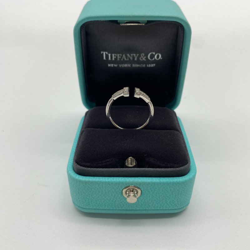 Tiffany&Co  18K白金 T-Wire 雙T 鑽石戒指-2