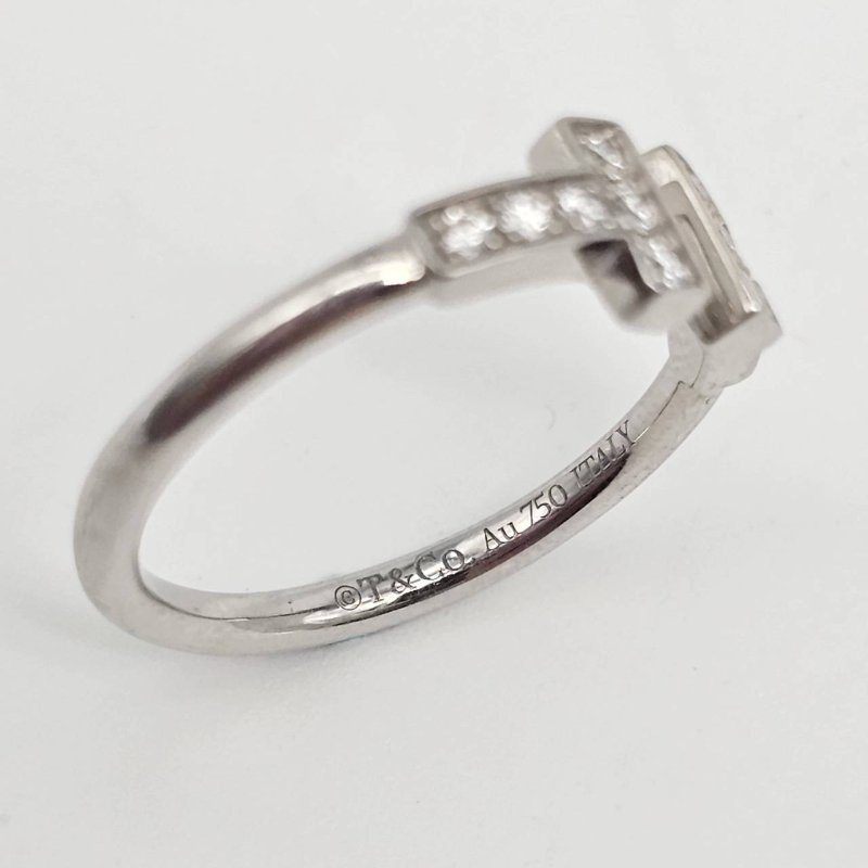 Tiffany&Co  18K白金 T-Wire 雙T 鑽石戒指-4