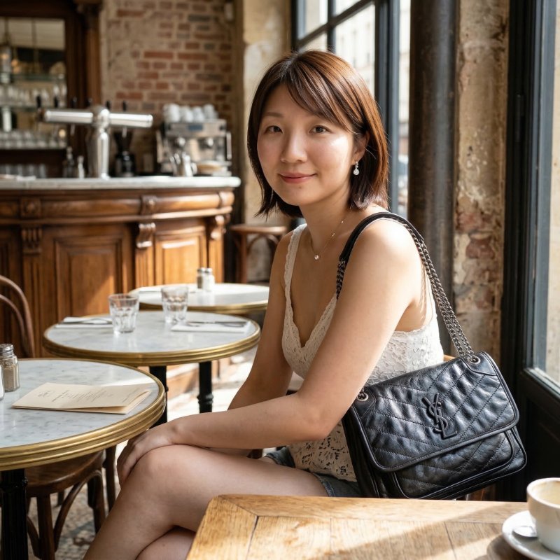 ✨2026季度全新✨Saint Laurent 633158 YSL 中款復古皺褶小牛皮 Niki 包 黑色銀鏈-12