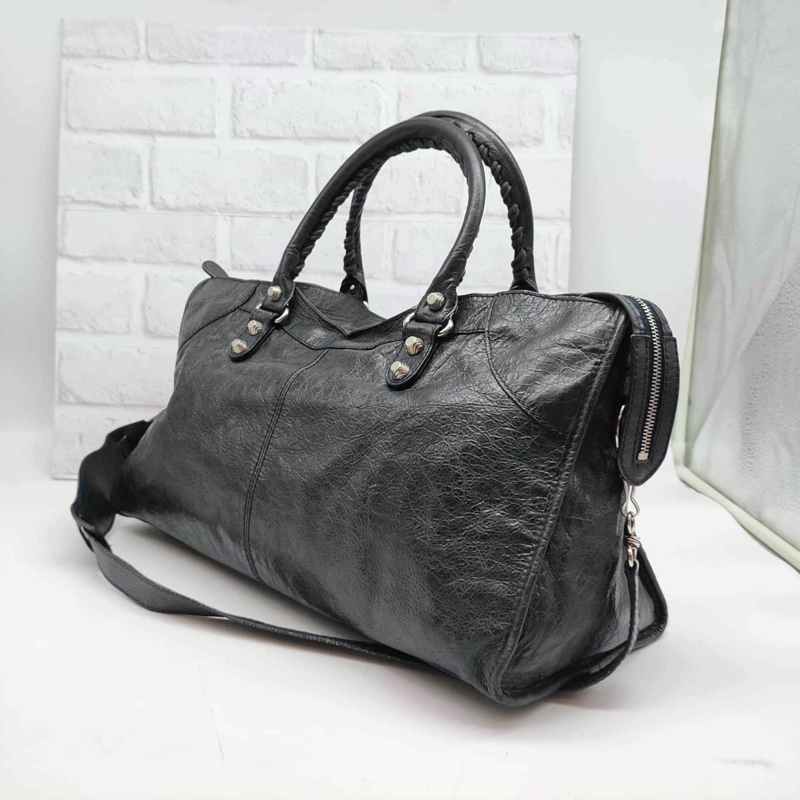 ❌已售出❌ BALENCIAGA 巴黎世家282009 深藍機車包銀扣肩背包附
