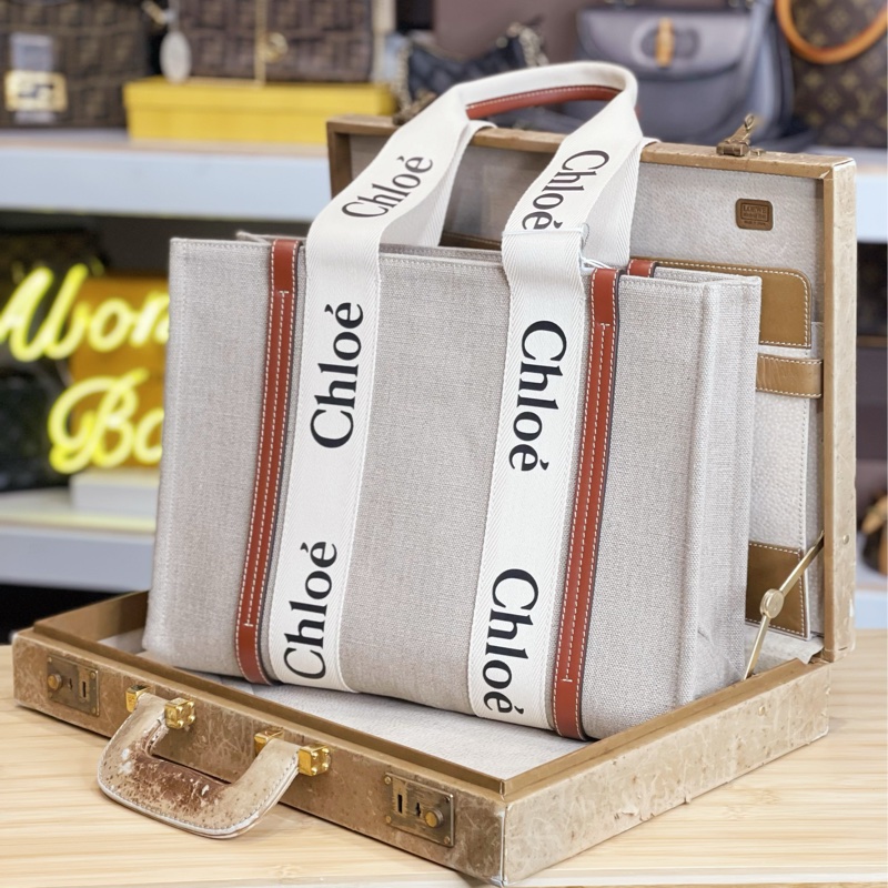 CHLOE woody Medium中款雙把Logo托特包🧸超夯新款-0