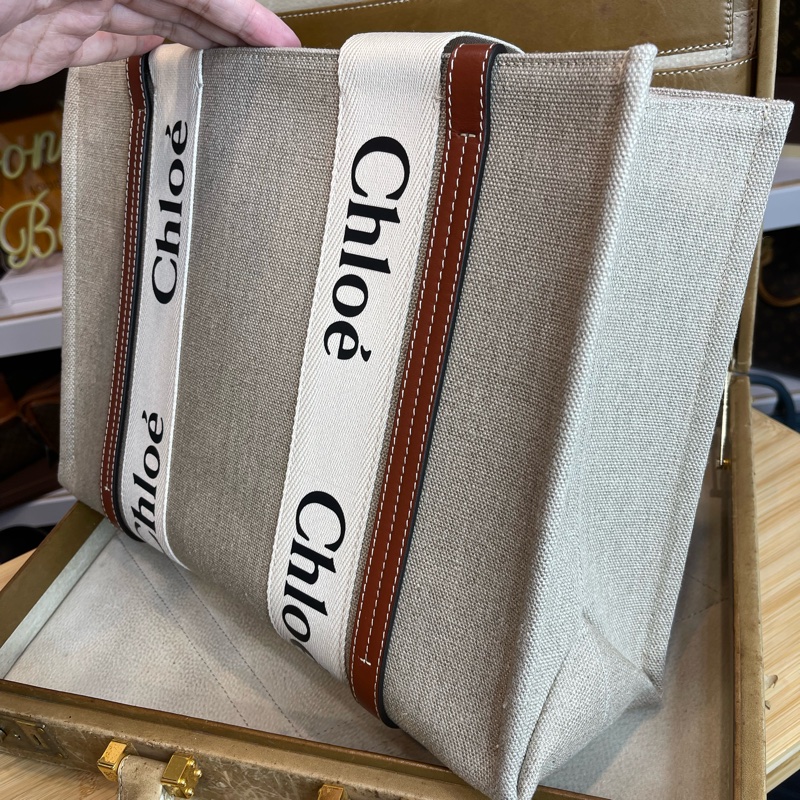 CHLOE woody Medium中款雙把Logo托特包🧸超夯新款-15