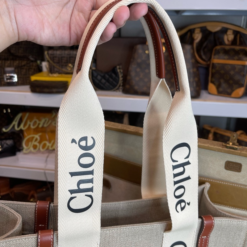 CHLOE woody Medium中款雙把Logo托特包🧸超夯新款-17