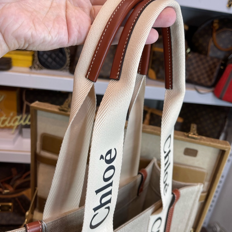 CHLOE woody Medium中款雙把Logo托特包🧸超夯新款-18