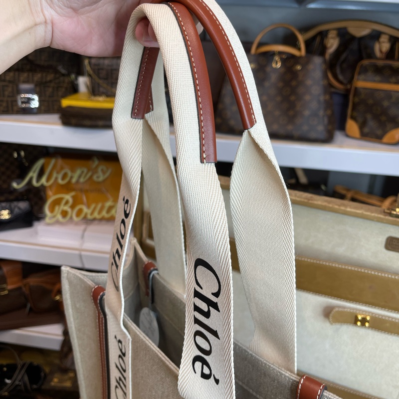 CHLOE woody Medium中款雙把Logo托特包🧸超夯新款-19