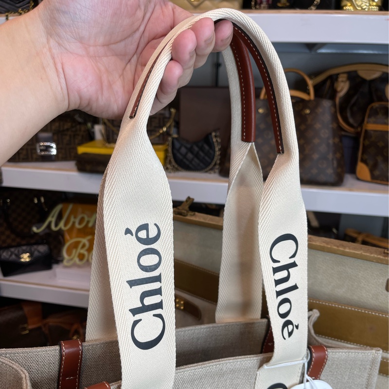 CHLOE woody Medium中款雙把Logo托特包🧸超夯新款-20