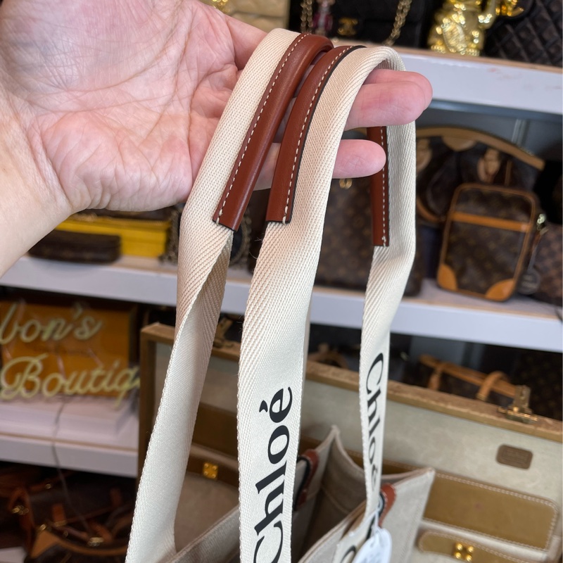 CHLOE woody Medium中款雙把Logo托特包🧸超夯新款-21