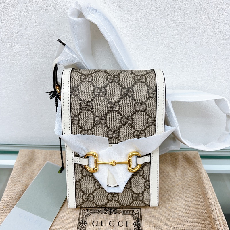 (❌已出) 全新未使用 Gucci horsebit 1955 白色馬鞍扣手機包 迷你包phone bag-0