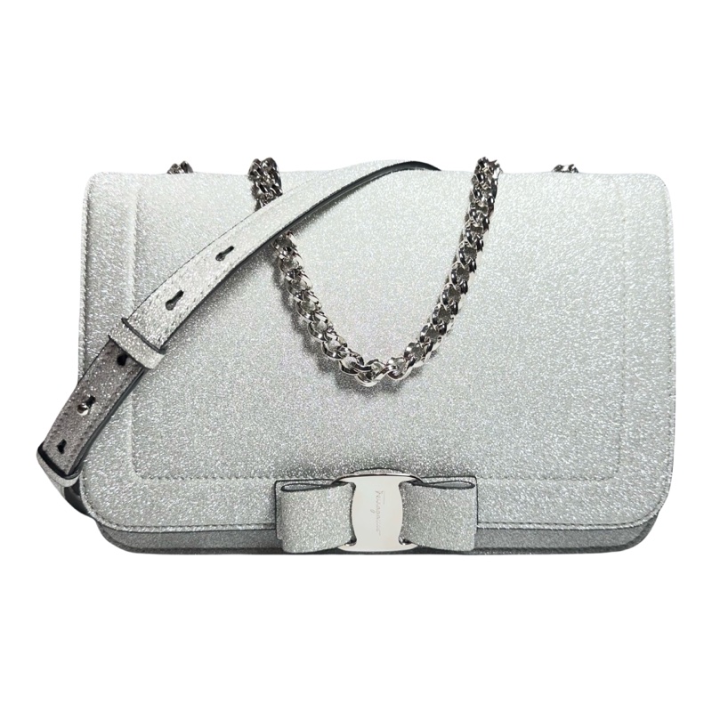 Vara 蝴蝶結亮片皮革肩背包-1