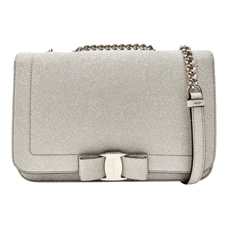 Vara 蝴蝶結亮片皮革肩背包-2