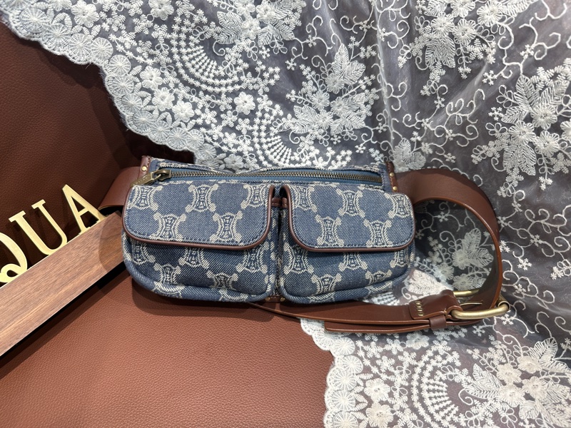 Vintage Celine Macadam Denim Waist Bag-0