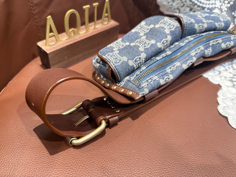 Vintage Celine Macadam Denim Waist Bag-2