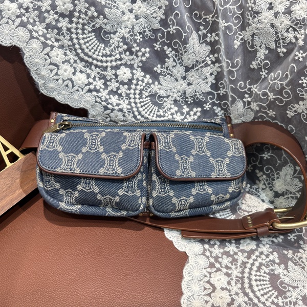 Vintage Celine Macadam Denim Waist Bag-5