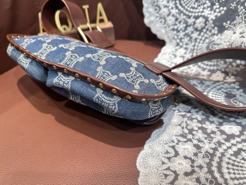 Vintage Celine Macadam Denim Waist Bag-11