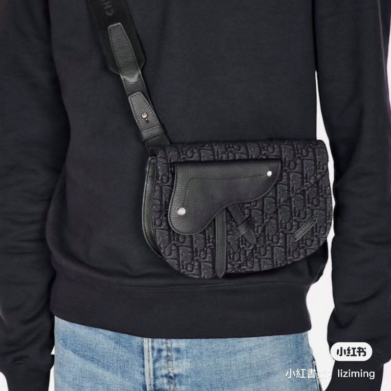 DIOR 黑老花馬鞍胸包-13