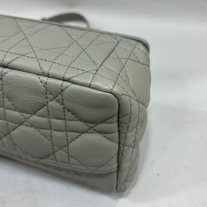 Dior 灰色小牛皮金鍊黛妃紋小號Caro肩背包 斜背包-8