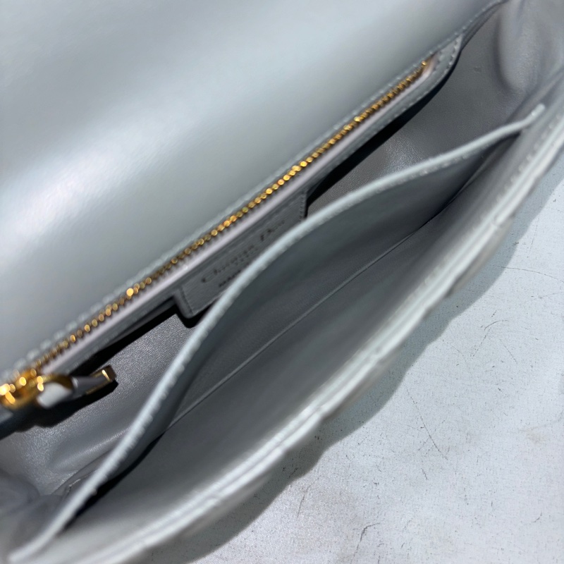 Dior 灰色小牛皮金鍊黛妃紋小號Caro肩背包 斜背包-24