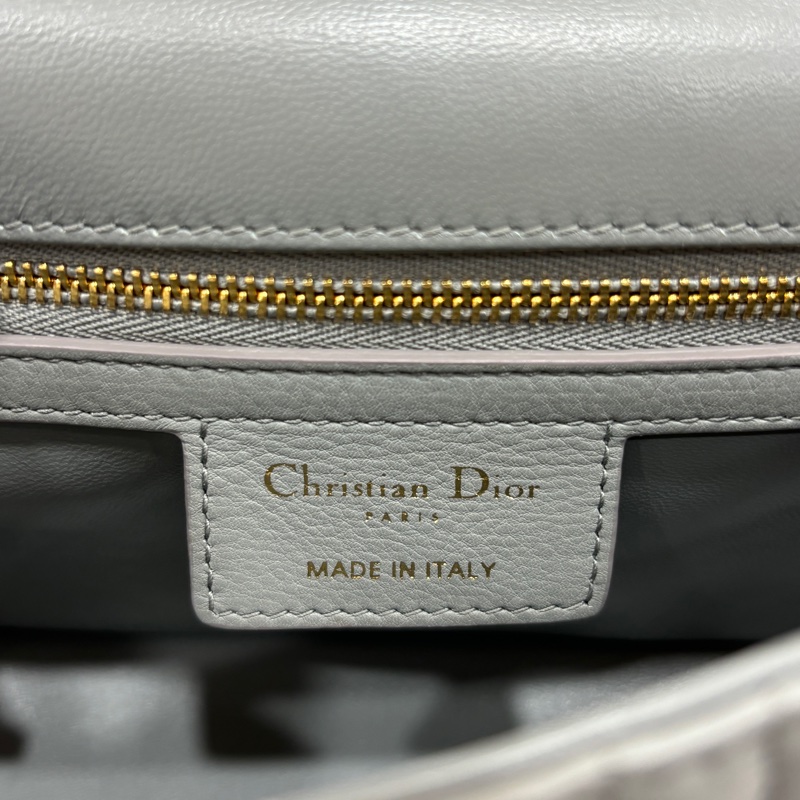 Dior 灰色小牛皮金鍊黛妃紋小號Caro肩背包 斜背包-25