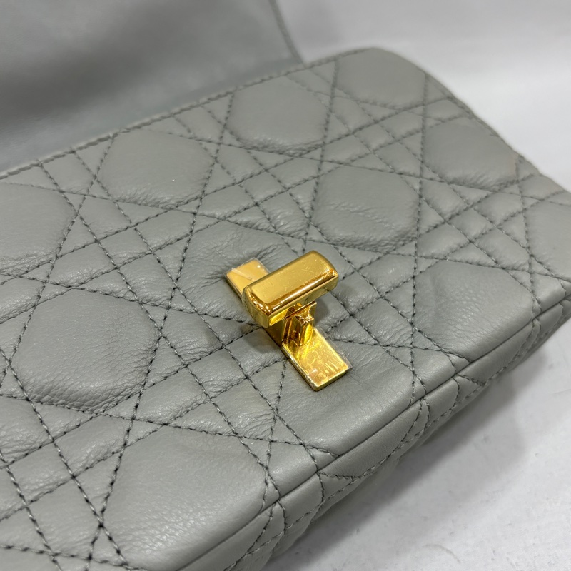 Dior 灰色小牛皮金鍊黛妃紋小號Caro肩背包 斜背包-28