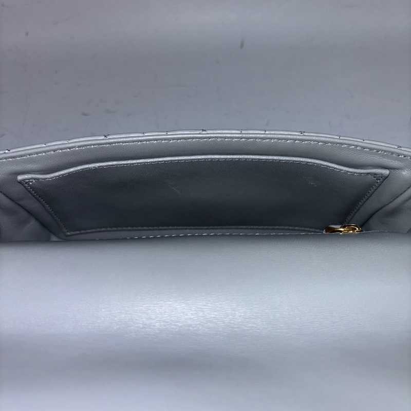 Dior 灰色小牛皮金鍊黛妃紋小號Caro肩背包 斜背包-31