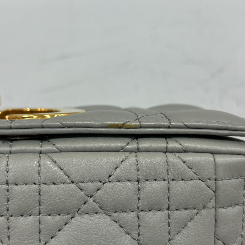 Dior 灰色小牛皮金鍊黛妃紋小號Caro肩背包 斜背包-33