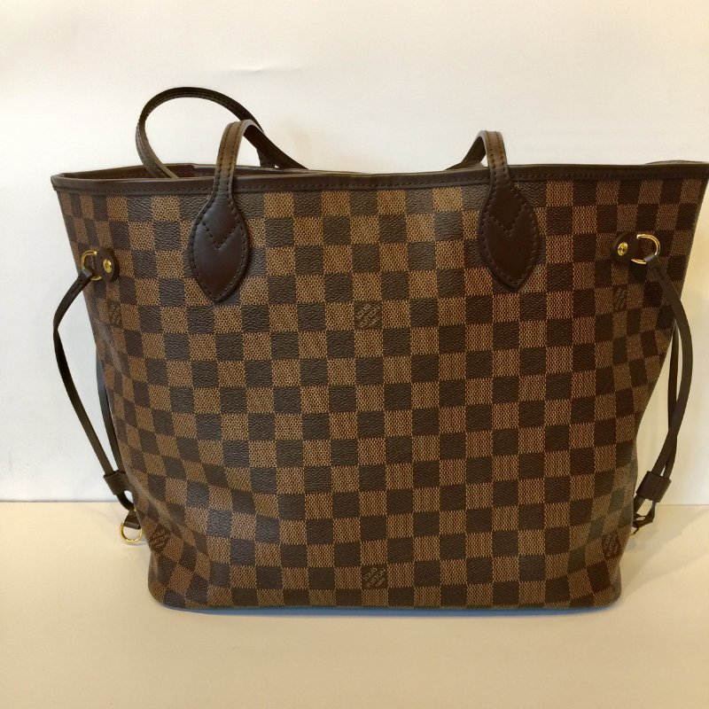 Louis Vuitton  咖啡棋盤格 NeverFull-MM 附小包 購物包 /托特包-2