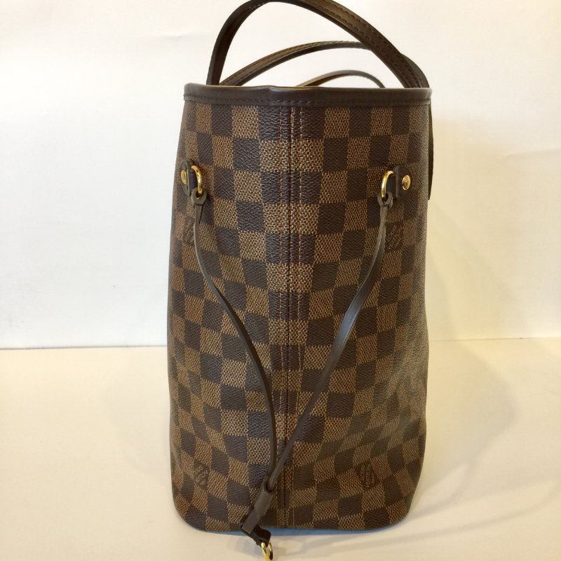 Louis Vuitton  咖啡棋盤格 NeverFull-MM 附小包 購物包 /托特包-4