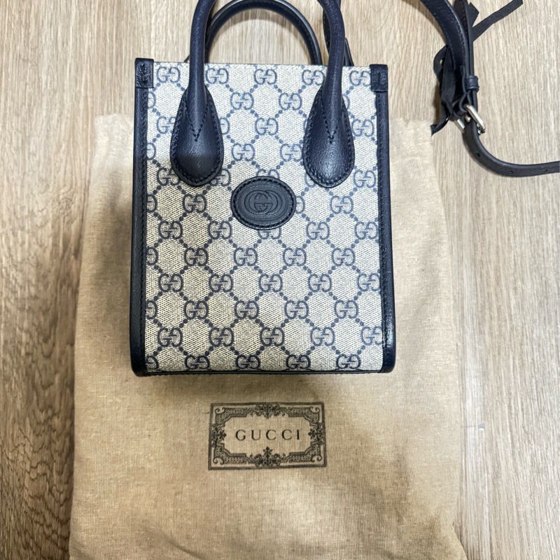 Gucci GG Supreme Mini tote琴譜包黑藍色-5