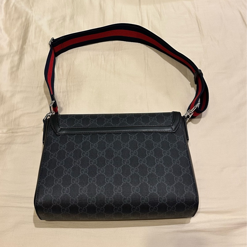 Gucci 黑色 老花 男用 肩背包 郵差包 側背包 斜背袋 771167 K5RLN 1095-9