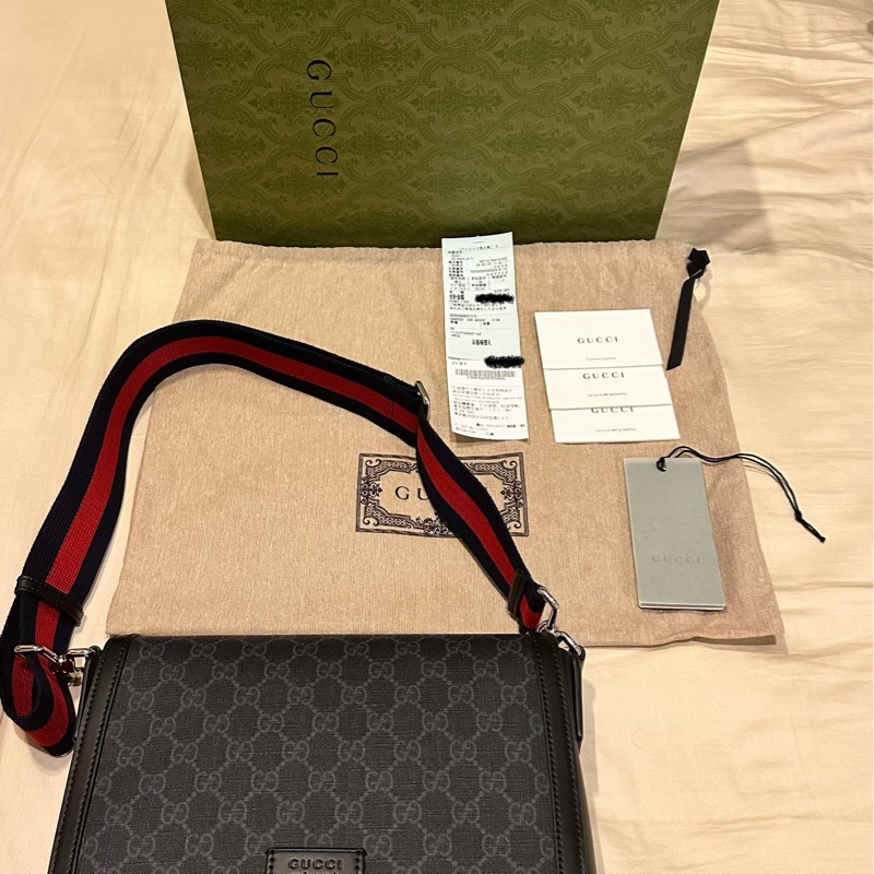 Gucci 黑色 老花 男用 肩背包 郵差包 側背包 斜背袋 771167 K5RLN 1095-13
