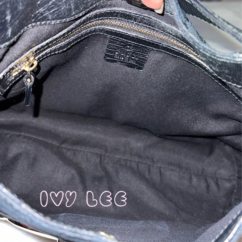 GUCCI 雪莉馬銜扣（已售出）GG 帆布皮革單肩包 腋下包 經典黑色 137388 二手精品-6