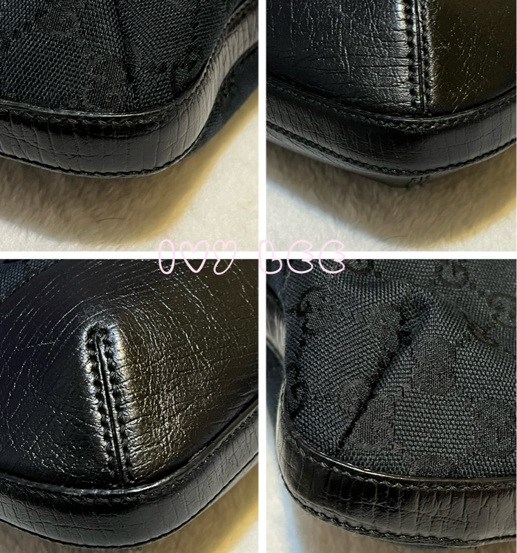 GUCCI 雪莉馬銜扣（已售出）GG 帆布皮革單肩包 腋下包 經典黑色 137388 二手精品-11