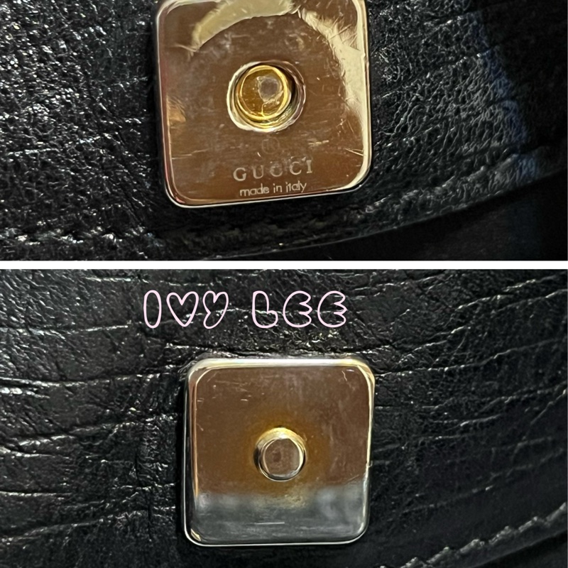 GUCCI 雪莉馬銜扣（已售出）GG 帆布皮革單肩包 腋下包 經典黑色 137388 二手精品-14