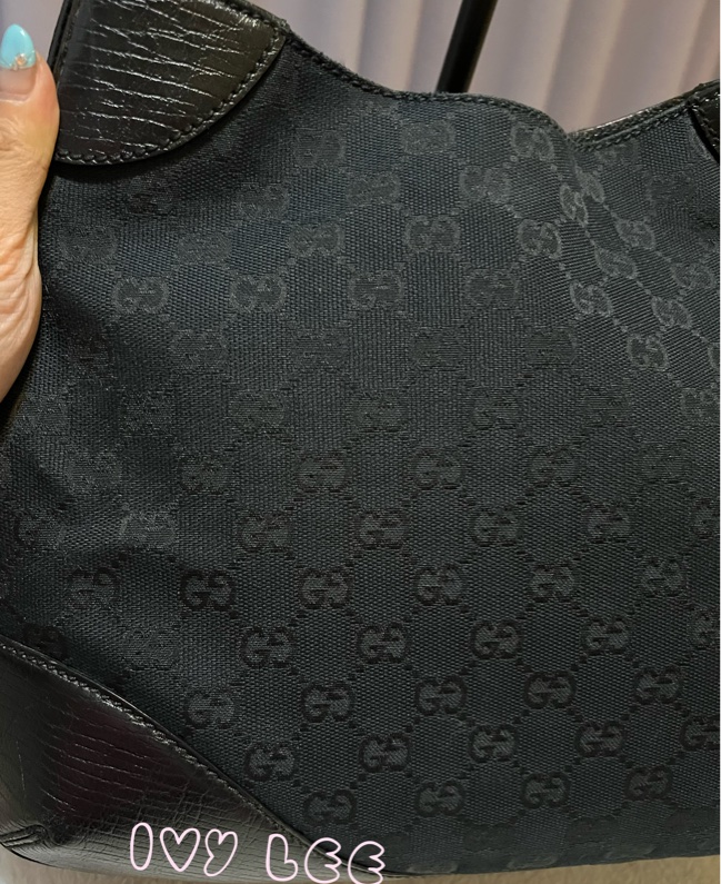 GUCCI 雪莉馬銜扣（已售出）GG 帆布皮革單肩包 腋下包 經典黑色 137388 二手精品-17