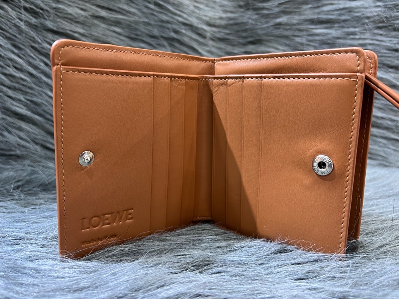 Loewe 焦糖色 咖啡色 Puzzle 短夾 皮夾 錢包 零錢包 中夾-7