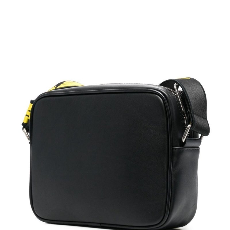 Off-White LOGO印花小牛皮相機包 特殊黑底黃字肩背帶-11