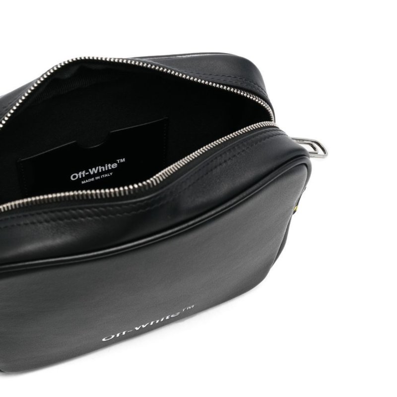 Off-White LOGO印花小牛皮相機包 特殊黑底黃字肩背帶-13