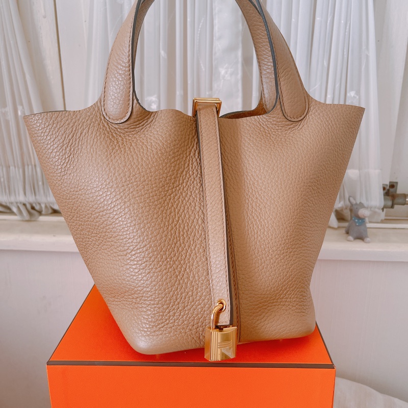 Hermes Picotin 18 菜籃子 (奶茶色)閒置品9.9成新-0