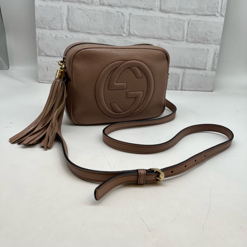 ❌售出❌ GUCCI 308364 SOHO藕粉色皮革相機包  古馳 精品斜側背包-5