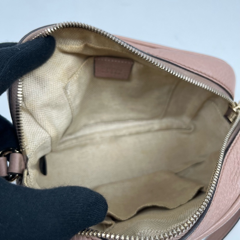 ❌售出❌ GUCCI 308364 SOHO藕粉色皮革相機包  古馳 精品斜側背包-18