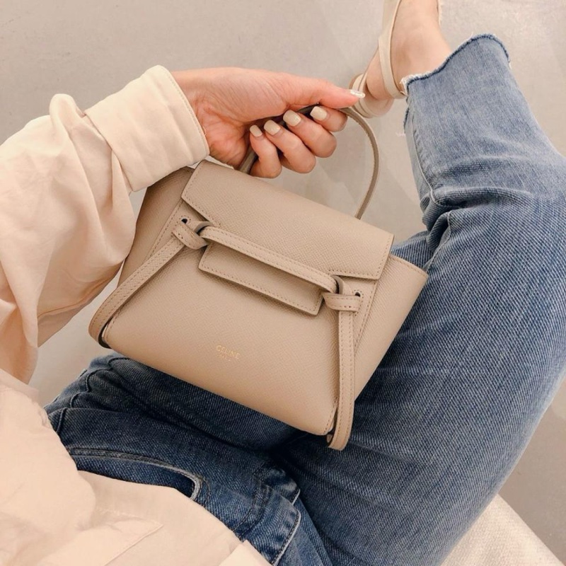 （已停產請把握）近全新 Celine 淺褐灰Belt Pico鯰魚手提肩揹包-3