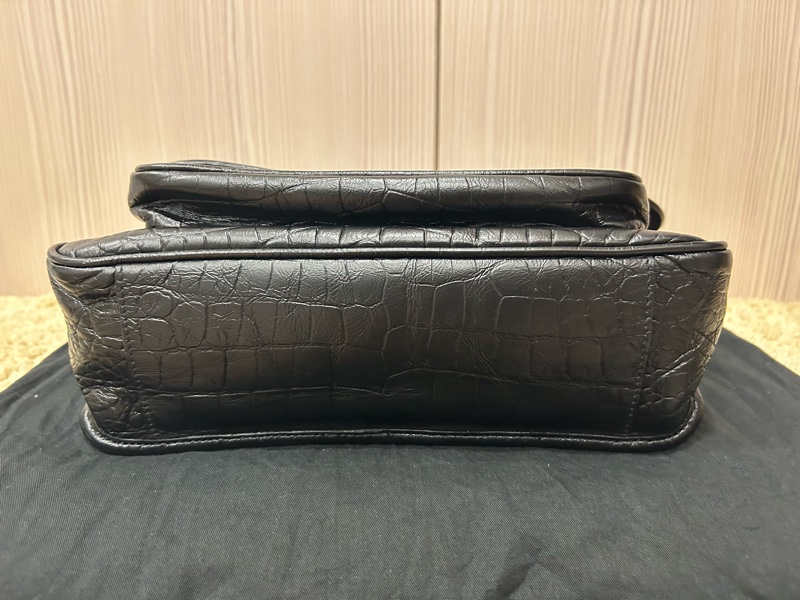 <極新> YSL niki so black 中號 黑色黑鏈皮壓紋 NIKI壓紋皮革中型手袋 #購證-2