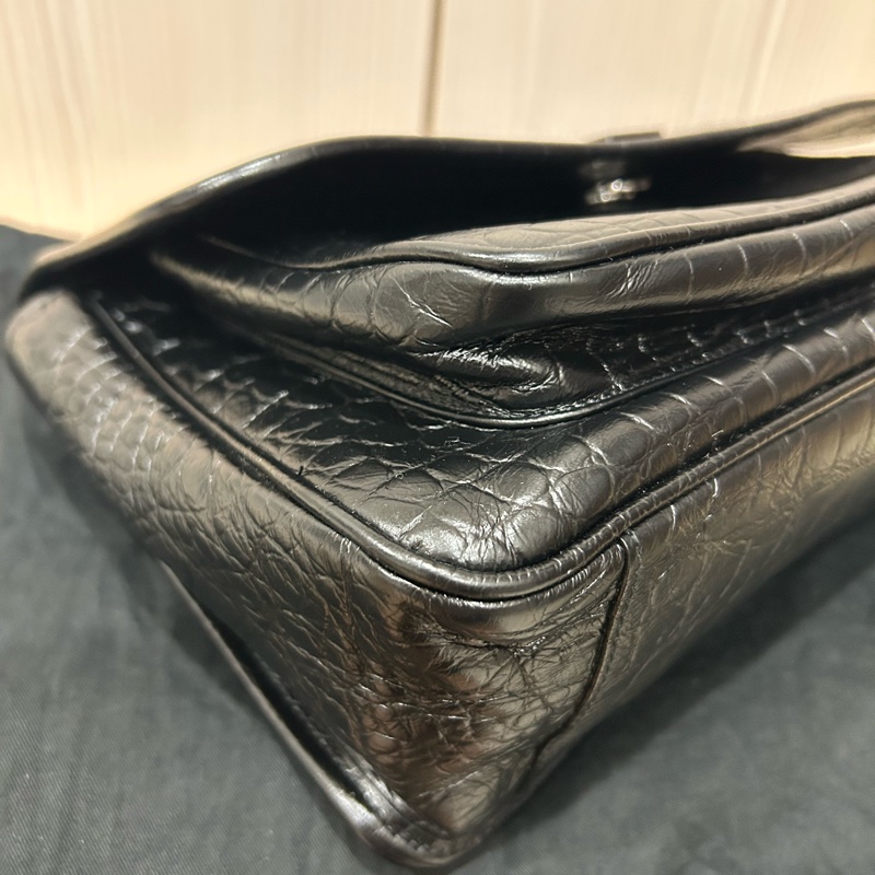 <極新> YSL niki so black 中號 黑色黑鏈皮壓紋 NIKI壓紋皮革中型手袋 #購證-3