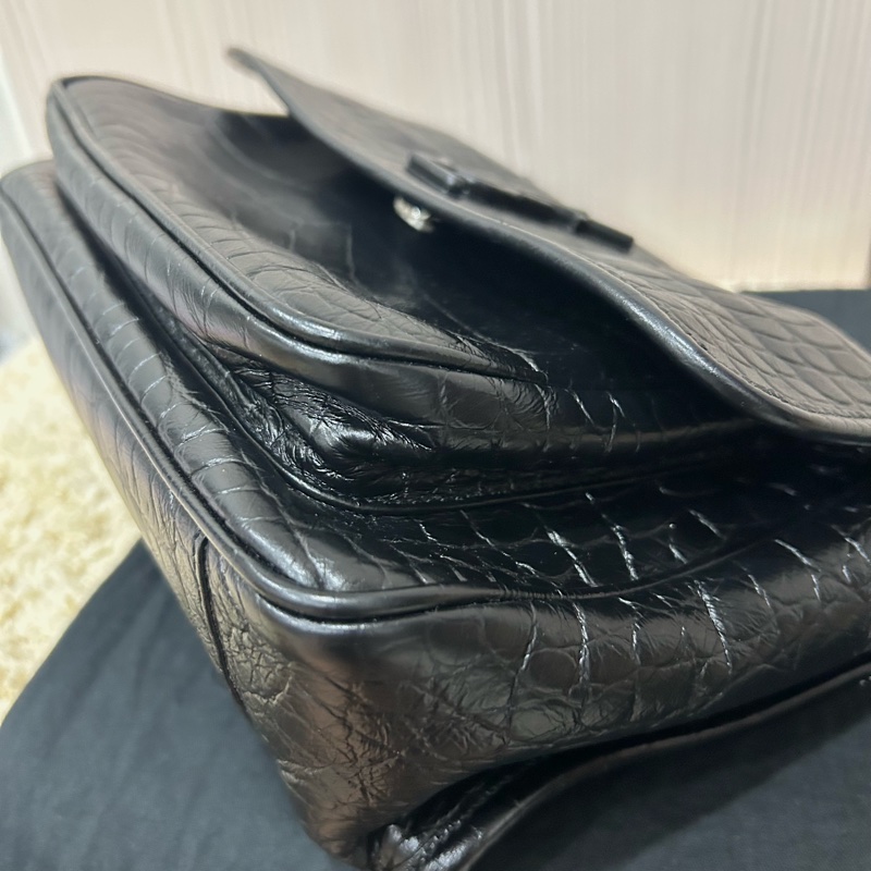 <極新> YSL niki so black 中號 黑色黑鏈皮壓紋 NIKI壓紋皮革中型手袋 #購證-4