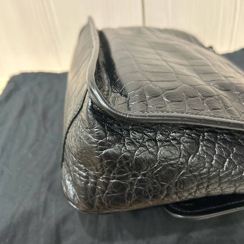 <極新> YSL niki so black 中號 黑色黑鏈皮壓紋 NIKI壓紋皮革中型手袋 #購證-5